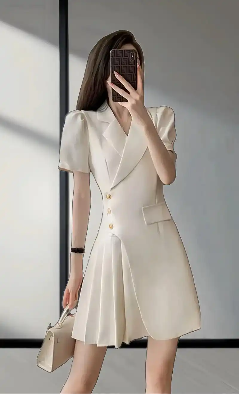 夏季女装裙子新款法式小香风白色连衣短裙