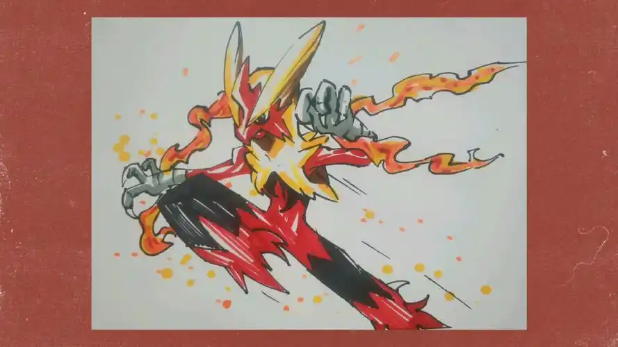 手绘神奇宝贝火焰鸡mega进化