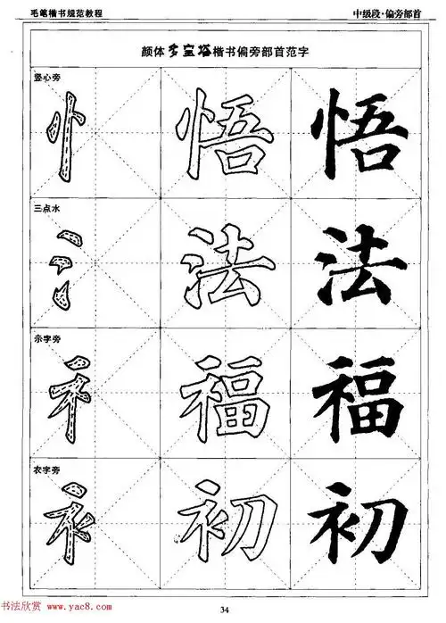 书法段位评比指导教材《毛笔楷书实用教程-偏旁部首》(12)