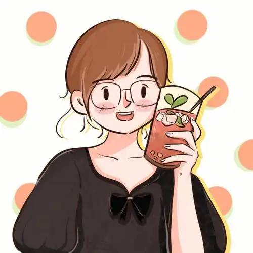 插画头像夏日水蜜桃女孩