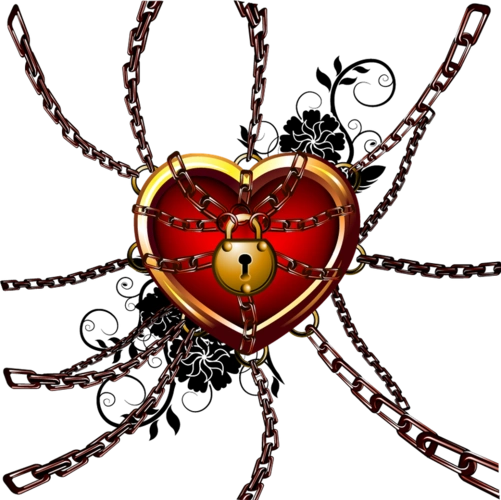 矢量手绘锁着的爱心