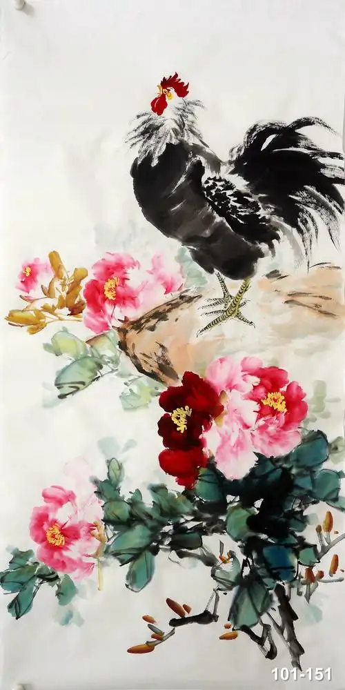 四尺整张,竖幅名家国画牡丹,富贵大吉 - 精品字画,一手货源,木微画院