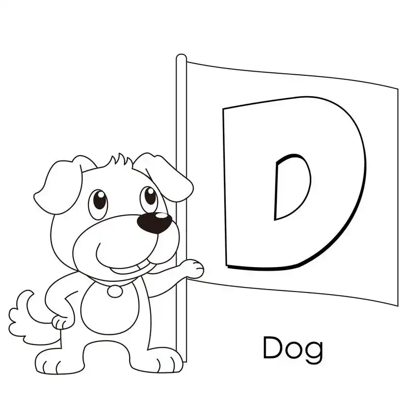 动物字母 d,着色字母表的孩子,狗 d