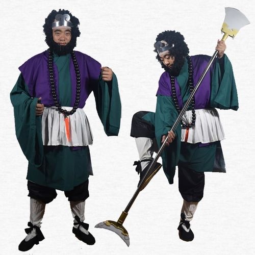 新款西游记沙僧全套成人演出服装沙悟净表演服月牙铲沙僧面具佛珠