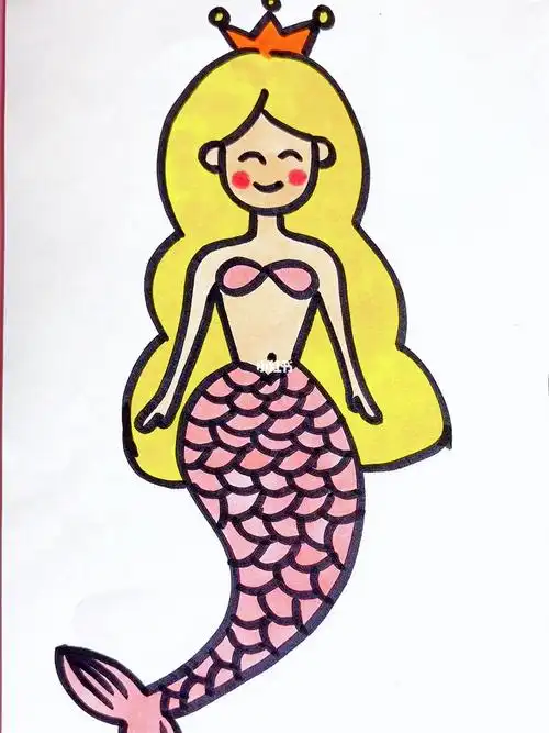 美人鱼这样画太简单了#儿童简笔画  #简笔画  #亲子简笔画  #简笔画