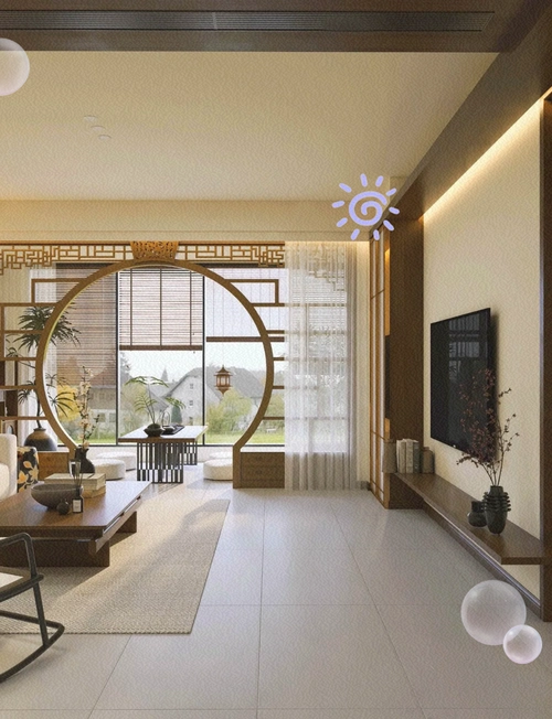 这是一套122㎡的3室1厅,整体采用新中式风格,硬装