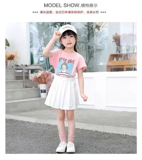 现货高品质女童百褶裙新款儿童学院风白色半身短裙大童女孩裙子 - 17