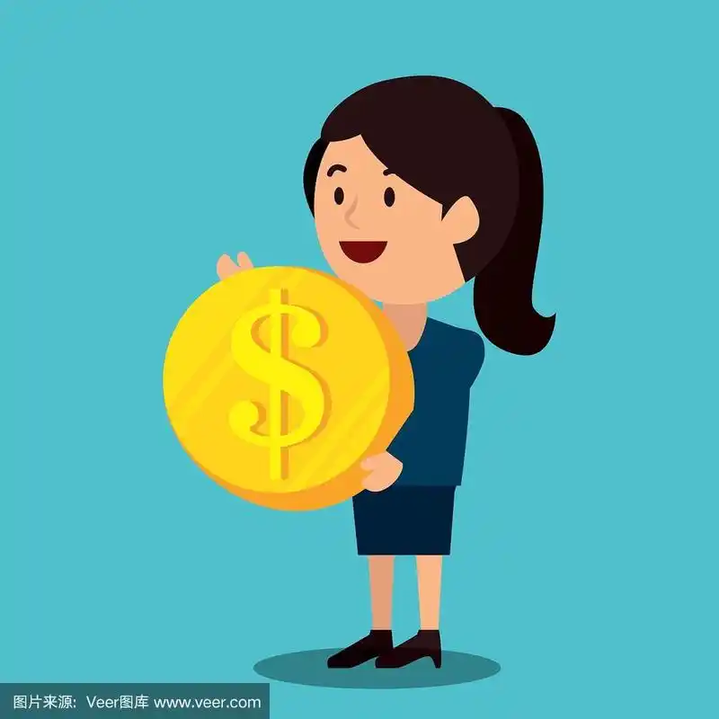 女人卡通赚钱孤立设计