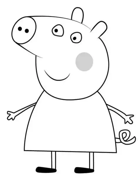 手绘卡通动画片小猪佩奇幼儿填色图片大全-红豆饭小学生简笔画大全