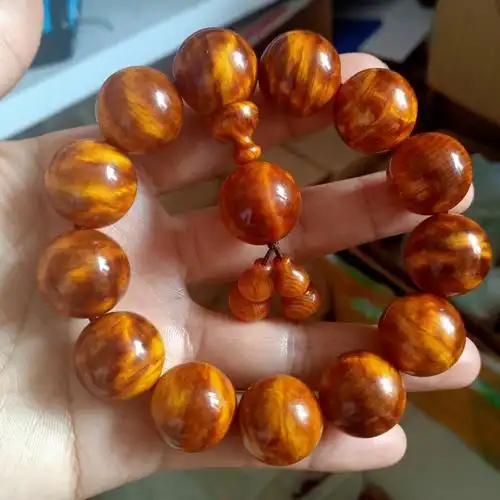 あ溯悠$琥珀木手串北沉香琥珀木男女手串珠串东北红松明子原料高油全