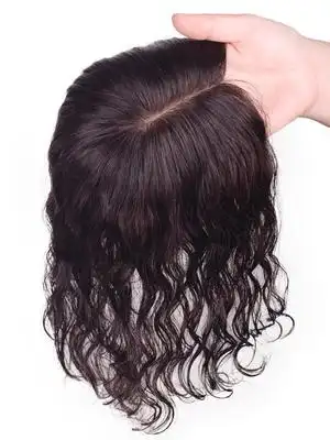 头顶补发片遮白发女士真发隐形无痕刘海假发片递针假发块中长卷发