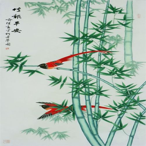 纯手绘四尺条幅临摹喻继高工笔竹子竹报平安名人字画国画中国书画