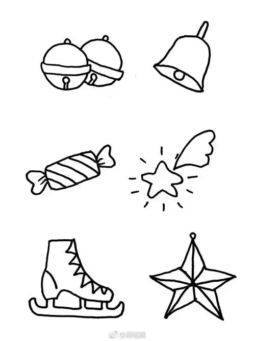 原创圣诞主题简笔画手绘手帐素材.[心]