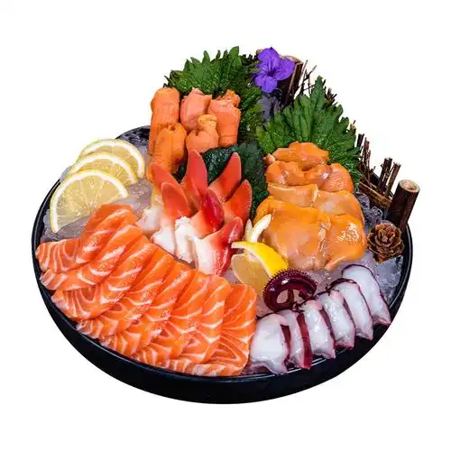 聚福鲜 进口冰鲜三文鱼冰山蚌赤贝肉章鱼足刺身拼盘