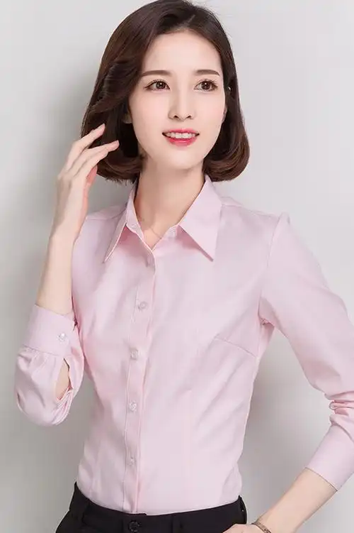 韩版白衬衫女长袖职业工作正装打底v领衬衣韩范ol女装