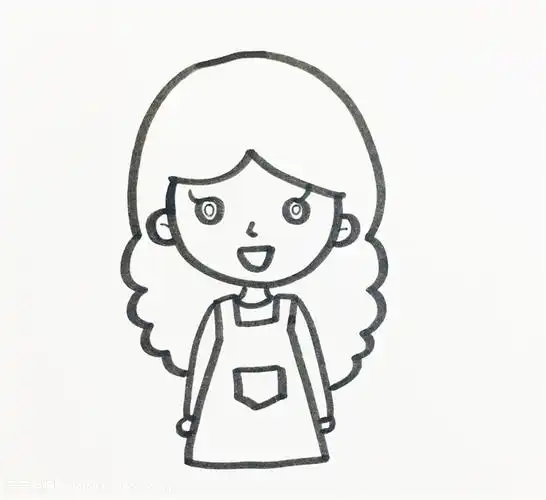 长发妈妈简笔画步骤