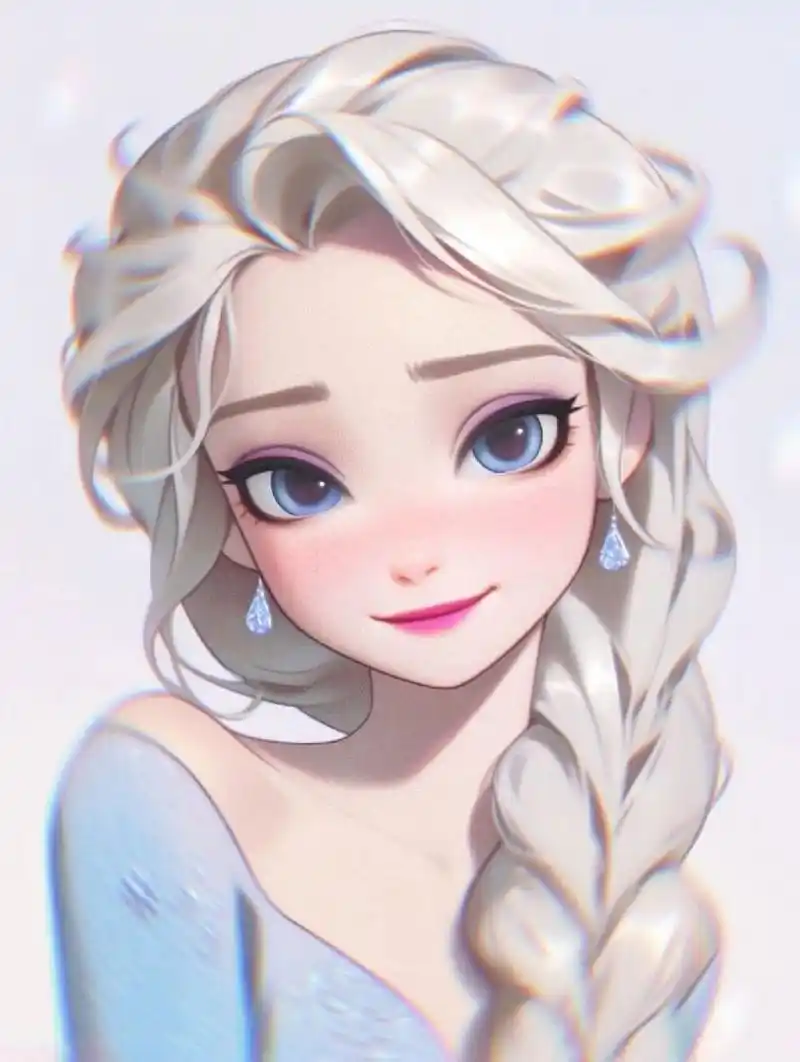 迪士尼冰雪女王艾莎丨可爱气质头像丨附教程 艾莎外表高贵优雅,冷若