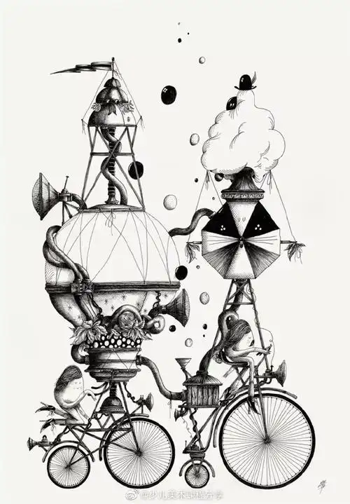 创意美术##黑白线描插画##创意线描