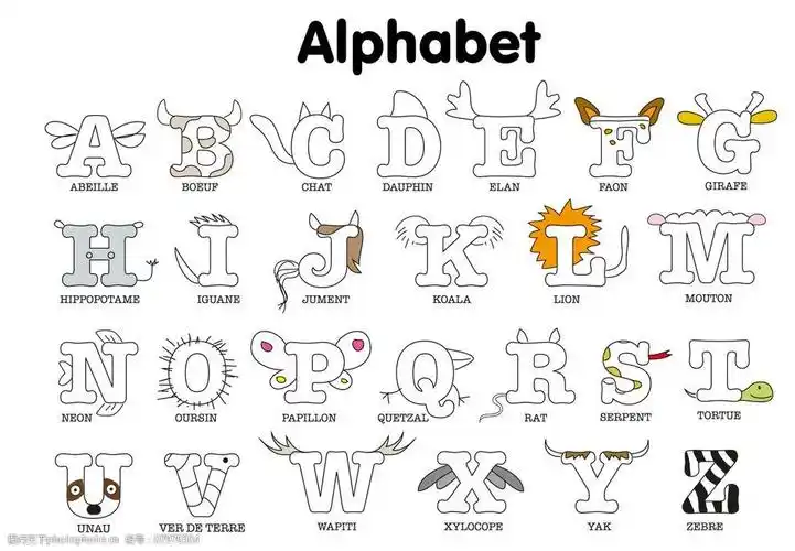 卡通动物字母图片