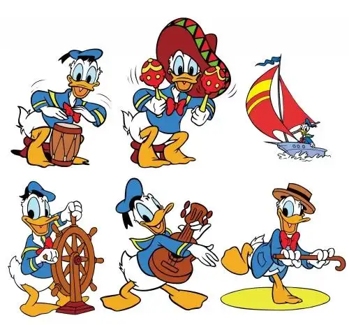 卡通动漫唐老鸭印花图案服装裁片t恤烫图印花花型素材