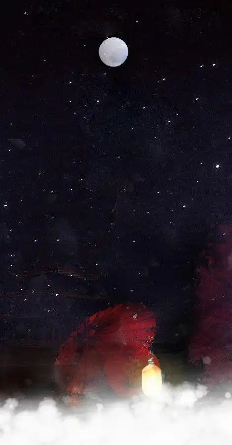 古风底图背景海报夜伞红汜荩处理去水印