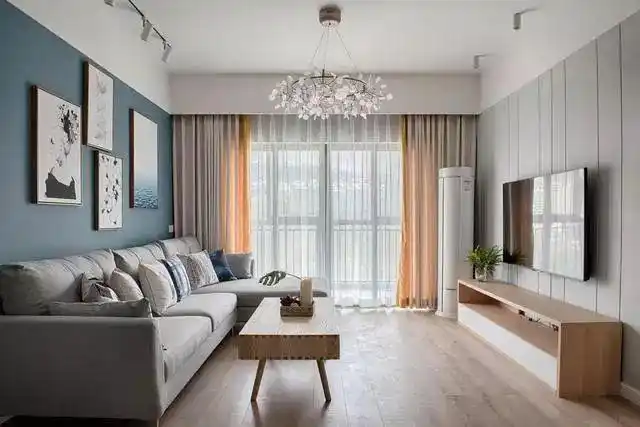 最纯正的小户型装修70㎡北欧两居室蓝色背景墙最是惊艳