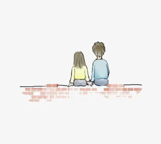 简约风情侣坐着背影图案