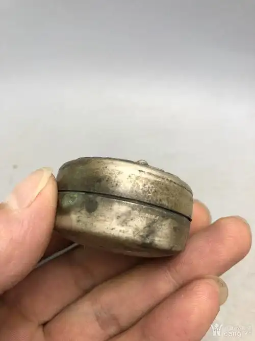 老银花卉印泥盒子a1285