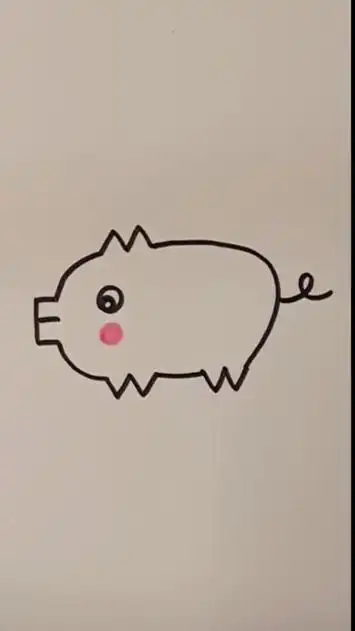 写一个字母e和两个字母w画只小猪,一学就会!#简笔画