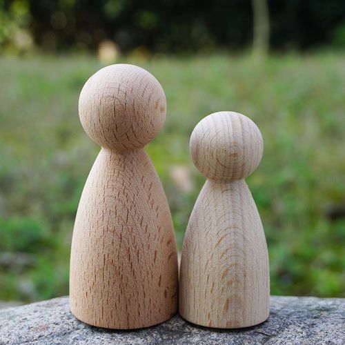 彩绘木头人女孩木偶原木 diy创意彩绘涂鸦摆件wooden peg dolls