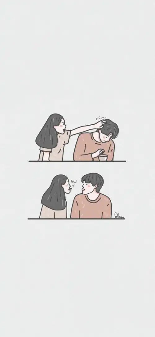 超甜情侣插画壁纸!好看!