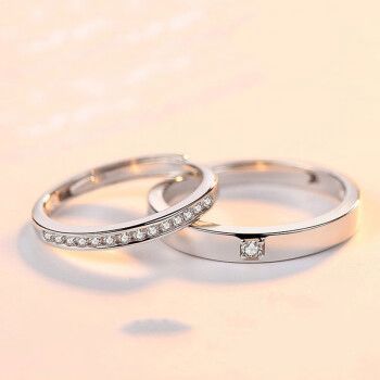 520周大褔白金对戒男六爪钻石女情侣戒指结婚情人节礼物 共度余生男戒