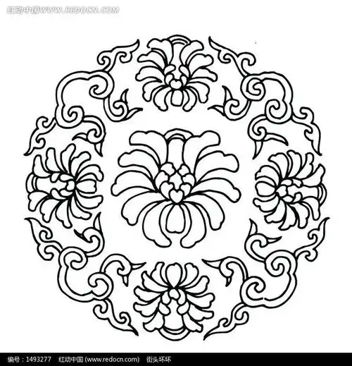 矢量对称的花朵花纹曲线