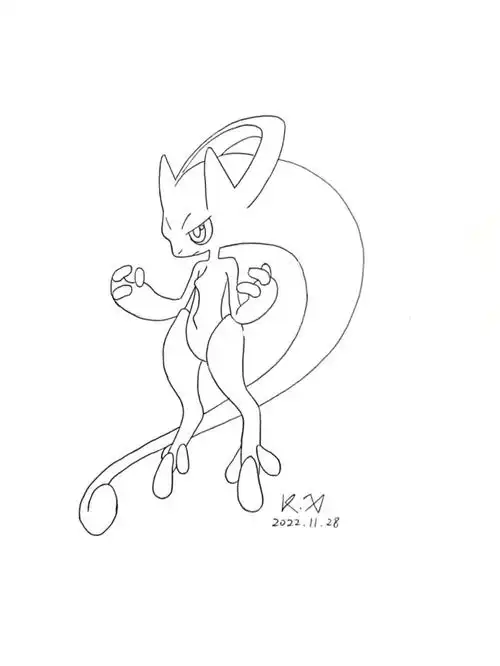 手绘线稿宝可梦超级超梦y[抱拳r]#精灵宝可梦  #宝可梦  #绘画临摹