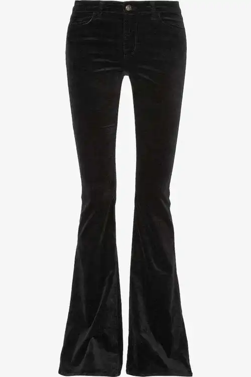 黑色紧身喇叭裤