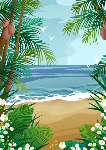 夏日海边插画背景素材