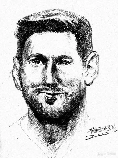 阿根廷球星梅西肖像速写