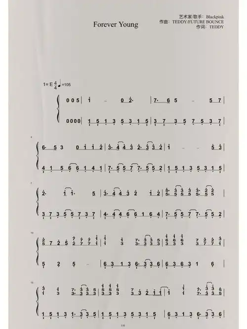 blackpinkforeveryoung钢琴简谱