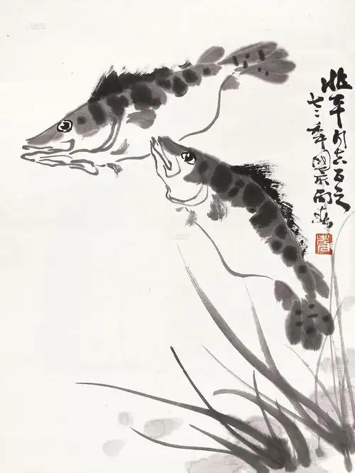 1014鳜鱼镜心设色纸本