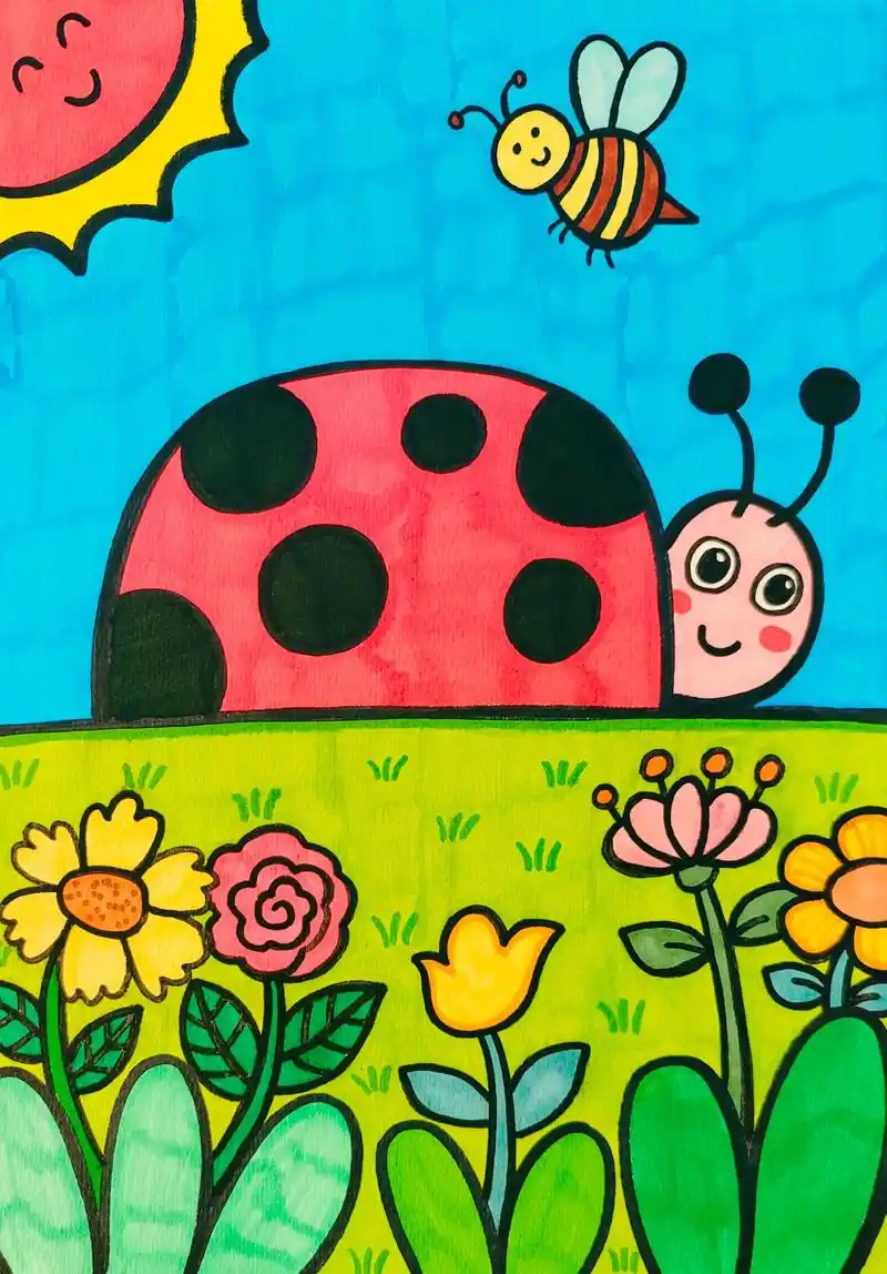 七星瓢虫简笔画用半圆画瓢虫一看就会