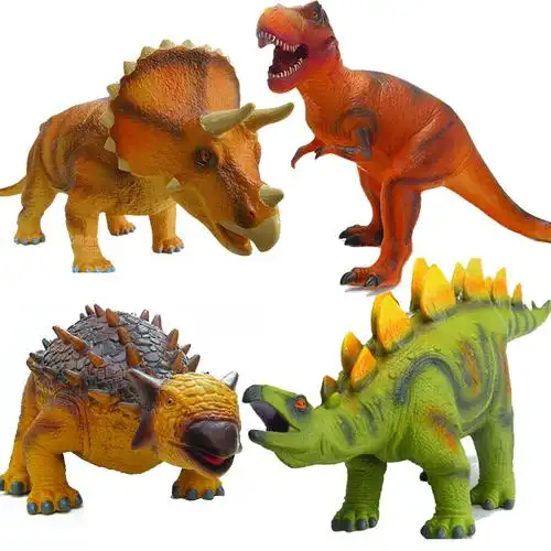 儿童仿真软模型塑胶恐龙鳄鱼侏罗纪霸王龙三角龙剑龙大号玩具b款4个一