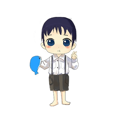 原创手绘q版全身呆萌的小男孩png格式