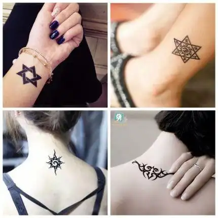 女士手背黑色字母彼岸花小纹身贴图案蝴蝶贴纸性感仿真一次性清新