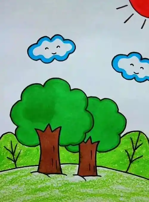 春天来了,小朋友们我们一起手绘春天吧