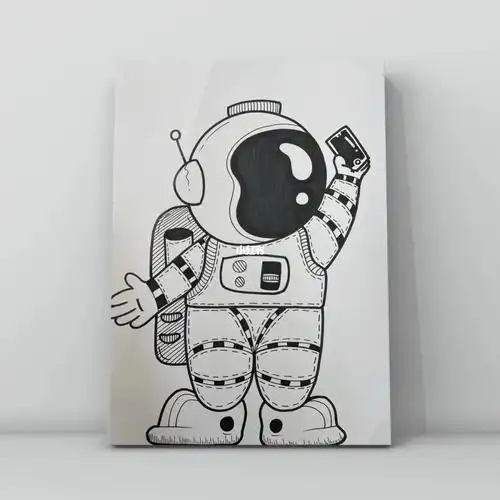 线描| 宇航员_线描_宇航员_手工制作_黑白线描_兴趣爱好_绘画