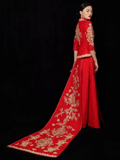 中式嫁衣78小拖尾中式秀禾服精致到极致