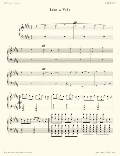 钢琴谱:take a walk