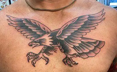 36张胸前雄鹰展翅纹身图片