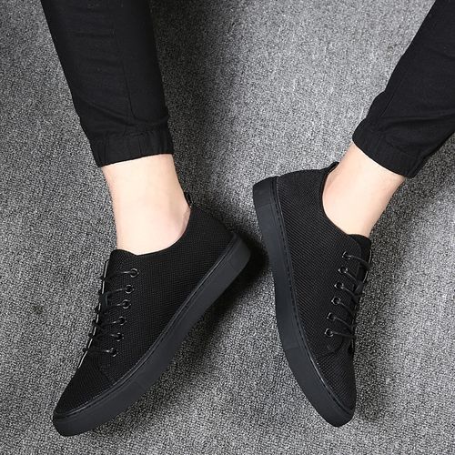 帆布鞋男秋季韩版潮流低帮潮鞋子男士休闲鞋英伦板鞋布鞋黑色男鞋