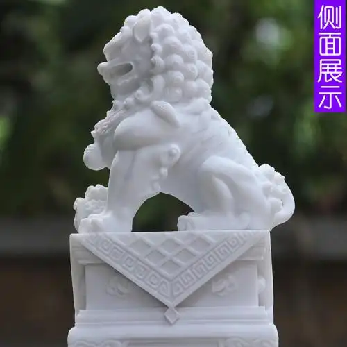 石雕狮子石狮子一对家用办公室看门汉白玉石雕风水装饰小摆件工艺品